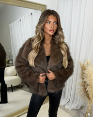 Ferne Faux Fur Coat - Chocolate