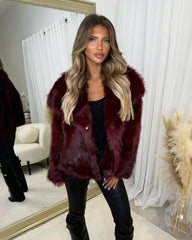 Ferne Faux Fur Coat - Burgundy