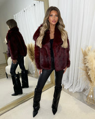 Ferne Faux Fur Coat - Burgundy