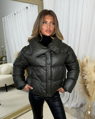 Rita Short Padded Bomber Jacket - Khaki