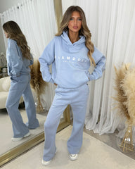 Skylar 'GLAMDOLL' High Density Front Detail Fleece Lined Hoodie - Baby Blue