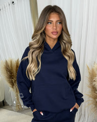Clara 'GLAMDOLL' Embroidery Outline Detail Back Design Hoodie - Navy
