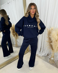 Skylar 'GLAMDOLL' High Density Front Detail Fleece Lined Hoodie - Navy