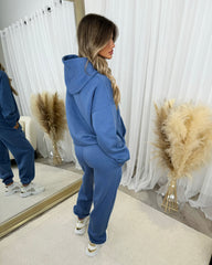 Skylar 'GLAMDOLL' High Density Front Detail Fleece Lined Hoodie - Denim Blue