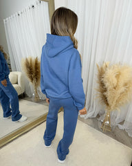 Emily 'GLAM' Embroidery Outline Front Design Fleece Lined Hoodie - Denim Blue