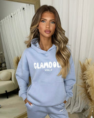 Zoey 'GLAMDOLL' BUBBLE PRINT Design Hoodie & Flared Jogger Set - Baby Blue