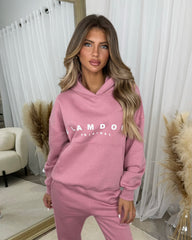 Skylar 'GLAMDOLL' High Density Front Detail Fleece Lined Hoodie - Blush Pink