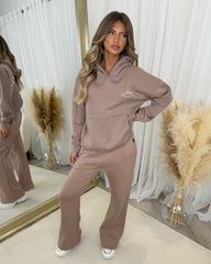 Lydia 'GLAMDOLL ORIGINAL' Front & Back Print Design Fleece Lined Hoodie - Mocha