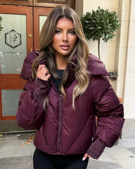 Lorna Short Style Padded Bomber Coat - Burgundy