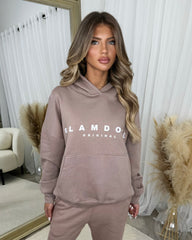 Skylar 'GLAMDOLL' High Density Front Detail Fleece Lined Hoodie - Mocha