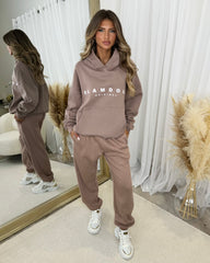 Skylar 'GLAMDOLL' High Density Front Detail Fleece Lined Hoodie - Mocha