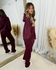 Emily 'GLAM' Embroidery Outline Front Design Fleece Lined Hoodie - Burgundy