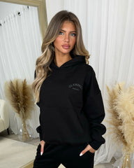 Lydia 'GLAMDOLL ORIGINAL' Front & Back Print Design Fleece Lined Hoodie - Black