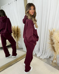 Millie 'GLAM' BOLD EMOBROIDERY Front Logo Print Hoodie - Burgundy
