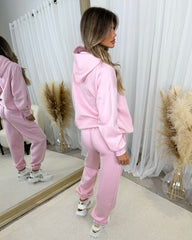 Skylar 'GLAMDOLL' High Density Front Detail Fleece Lined Hoodie - Baby Pink