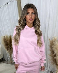 Clara 'GLAMDOLL' Embroidery Outline Detail Back Design Hoodie - Baby Pink