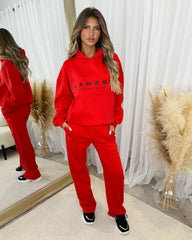 Skylar 'GLAMDOLL' High Density Front Detail Fleece Lined Hoodie - Red