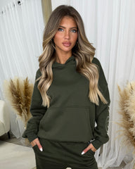 Clara 'GLAMDOLL' Embroidery Outline Detail Back Design Hoodie - Khaki