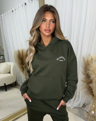 Lydia 'GLAMDOLL ORIGINAL' Front & Back Print Design Fleece Lined Hoodie - Khaki