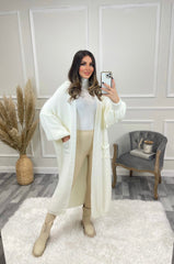 Gabriella Knitted Long Cardigan - Cream